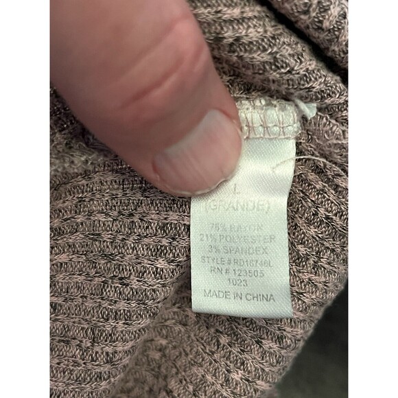 Hearts & Hips Women's Size Large Cable Knit Lace Up V Neck Sweater Lavender - Picture 5 of 5